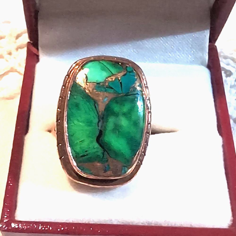 New Copper Over Sterling Emerald Dahlia Ring